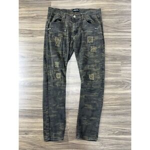CJ Black Premium Jeans 32x32 Streetwear Skinny Flex Stretch Camo Distressed
